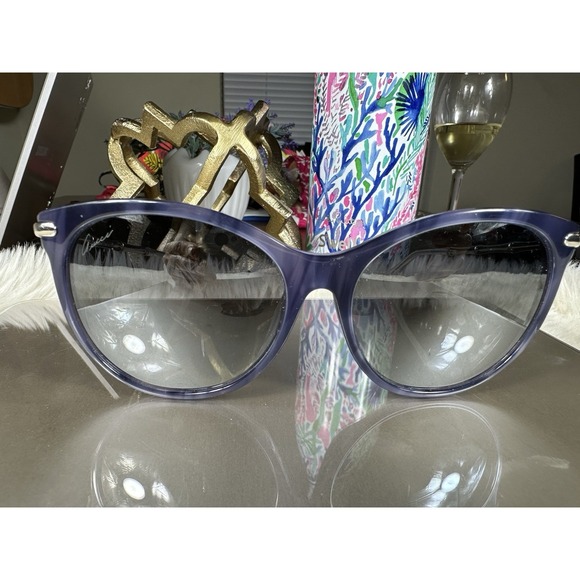 Gucci Interlocking G Logo Round Sunglasses 55 mm Blue Tortoiseshell Acetate - Picture 1 of 16